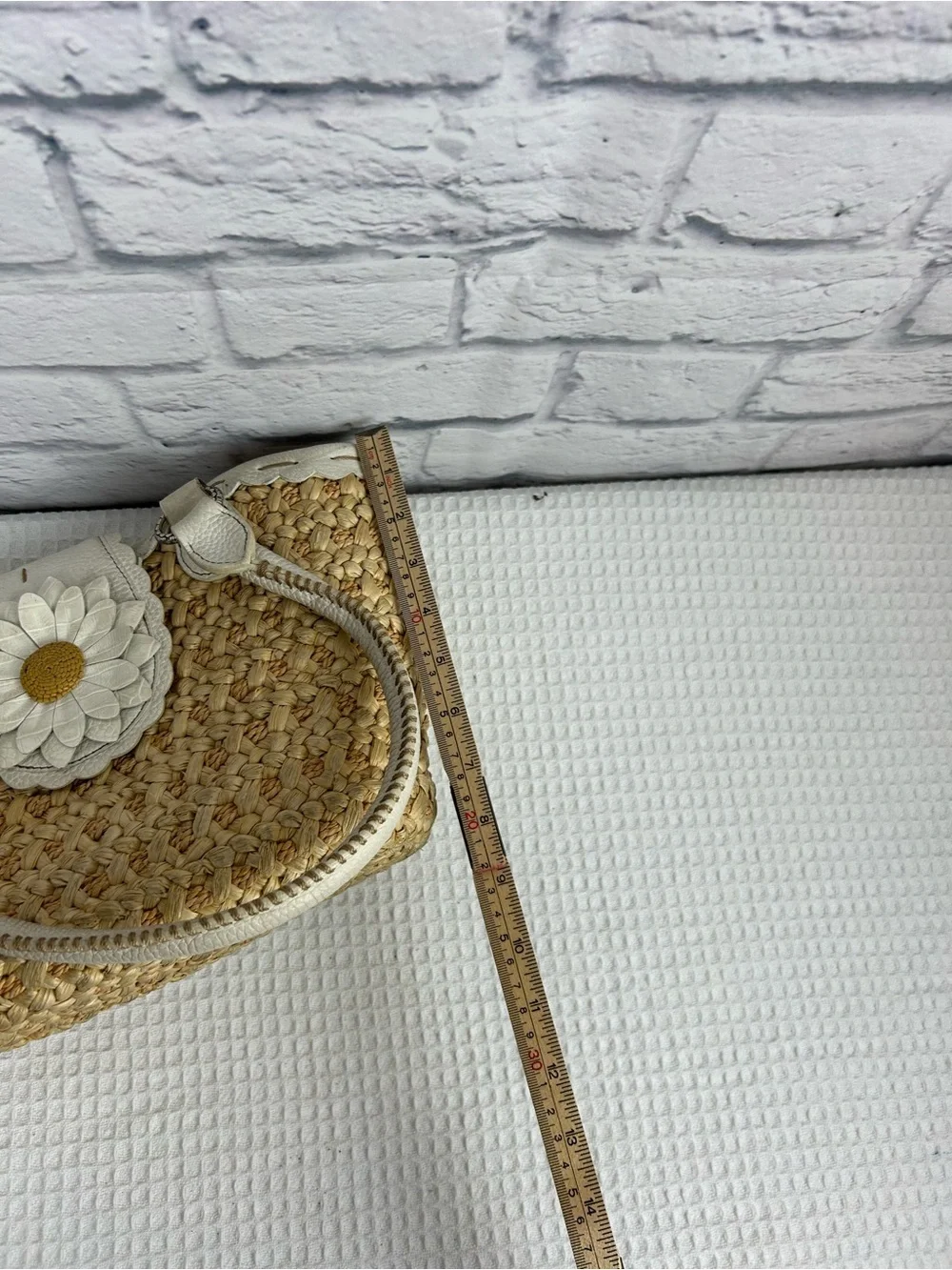 Brighton Raffia Tote White Leather Trim Daisy Floral Lined Shoulder Bag